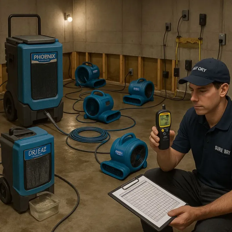 Structural Drying and Dehumidification process in Shiner, TX